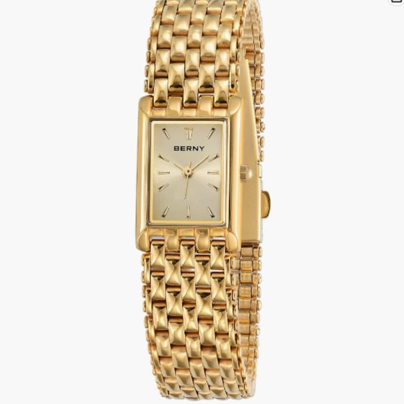 BERNY Gold Watch Quartz Wrist Stainless Steel Band Watch - Picture 1 of 6